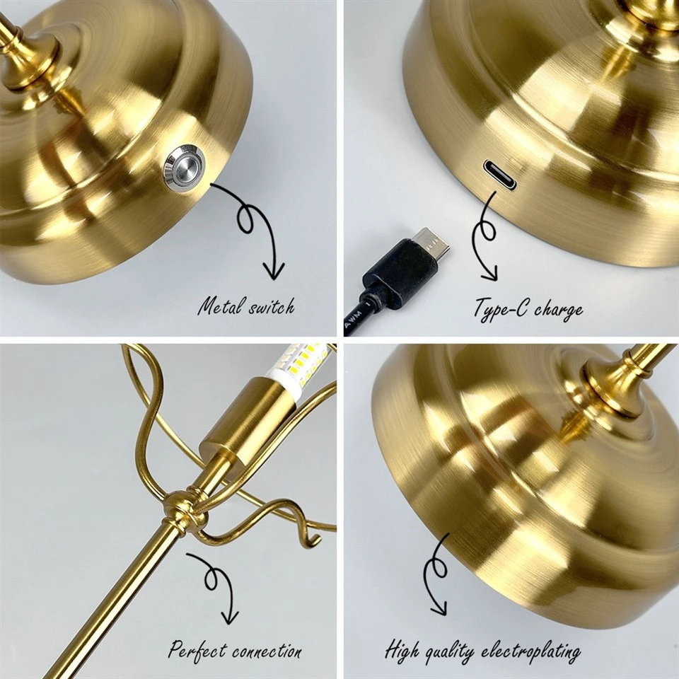 Fabric Cordless Gold Table Lamp For Wedding Restaurant factory